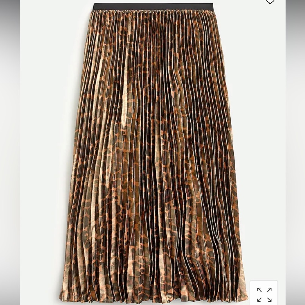 J Crew Pleated Midi Skirt in Metallic Leopard - Size 4